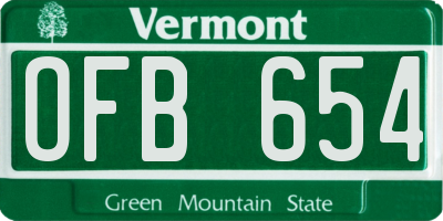 VT license plate OFB654