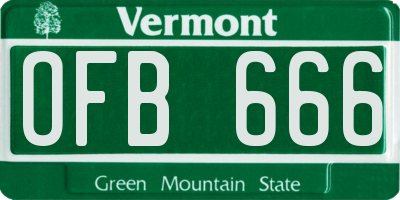 VT license plate OFB666