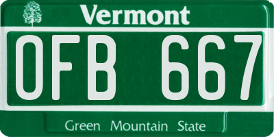 VT license plate OFB667