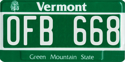 VT license plate OFB668
