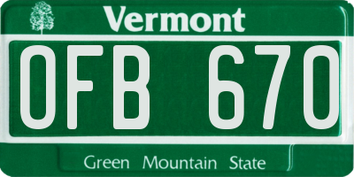 VT license plate OFB670