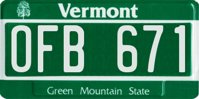 VT license plate OFB671