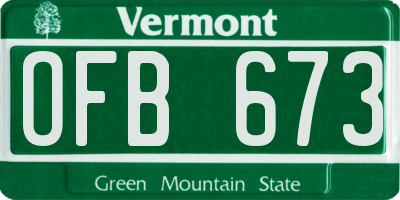 VT license plate OFB673