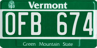 VT license plate OFB674