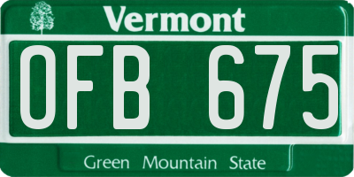VT license plate OFB675