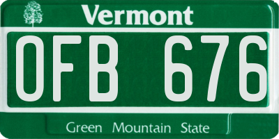 VT license plate OFB676