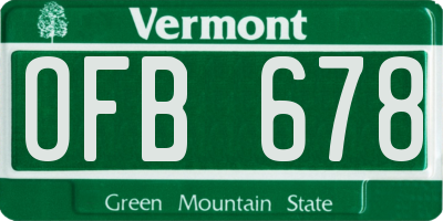 VT license plate OFB678
