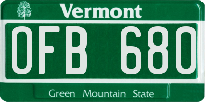 VT license plate OFB680
