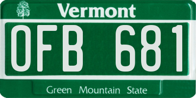 VT license plate OFB681