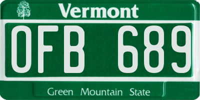 VT license plate OFB689