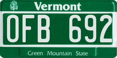 VT license plate OFB692