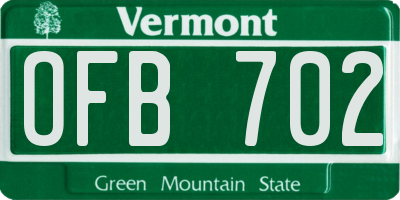 VT license plate OFB702
