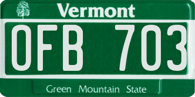 VT license plate OFB703