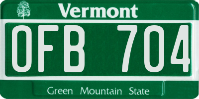 VT license plate OFB704