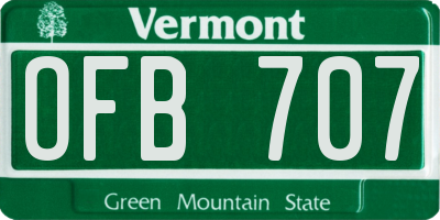 VT license plate OFB707