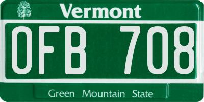 VT license plate OFB708
