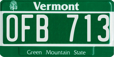 VT license plate OFB713