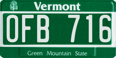 VT license plate OFB716