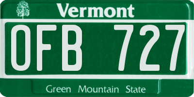 VT license plate OFB727