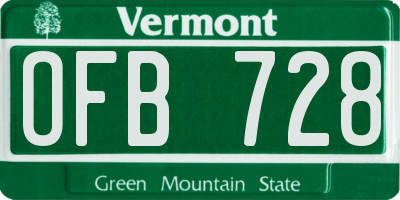 VT license plate OFB728