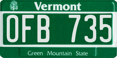 VT license plate OFB735