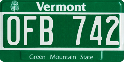 VT license plate OFB742