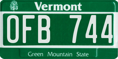 VT license plate OFB744