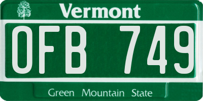 VT license plate OFB749