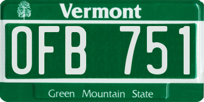 VT license plate OFB751