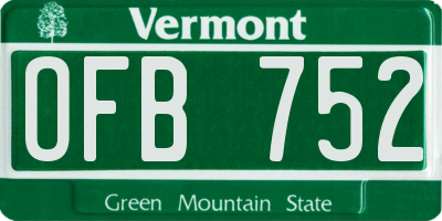 VT license plate OFB752
