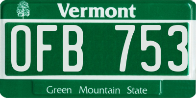 VT license plate OFB753
