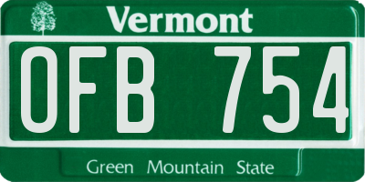 VT license plate OFB754