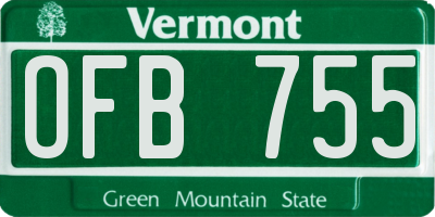 VT license plate OFB755