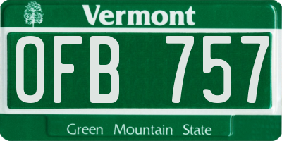 VT license plate OFB757