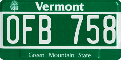 VT license plate OFB758