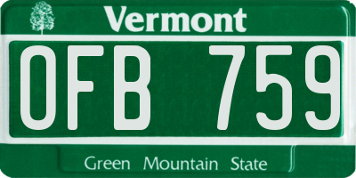VT license plate OFB759