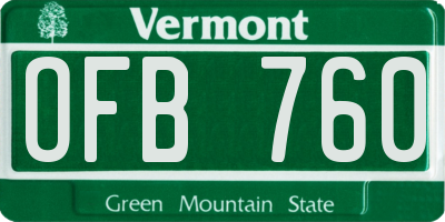 VT license plate OFB760