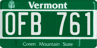 VT license plate OFB761