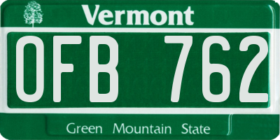VT license plate OFB762