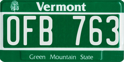 VT license plate OFB763