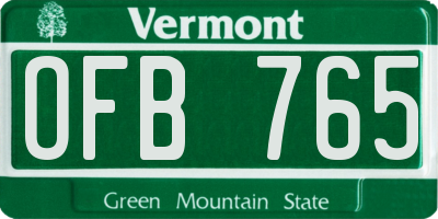 VT license plate OFB765