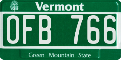 VT license plate OFB766