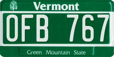 VT license plate OFB767