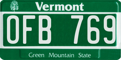 VT license plate OFB769