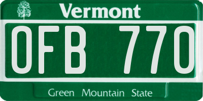 VT license plate OFB770