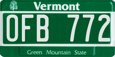VT license plate OFB772