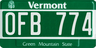 VT license plate OFB774