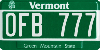 VT license plate OFB777