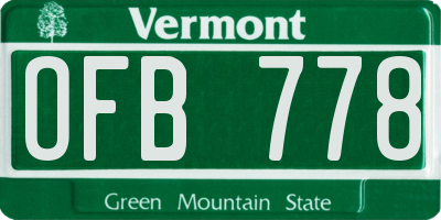 VT license plate OFB778