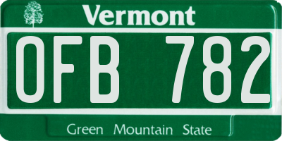 VT license plate OFB782
